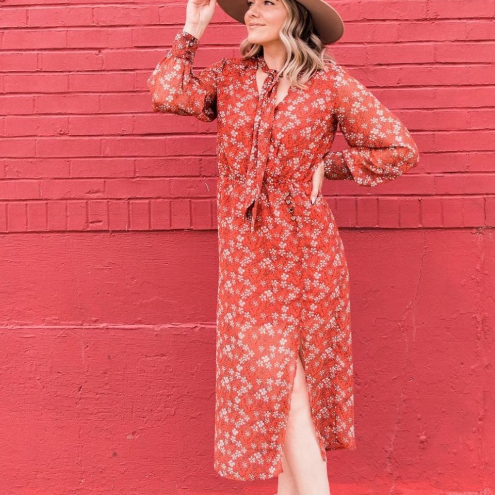 River Island midi dress in red floral